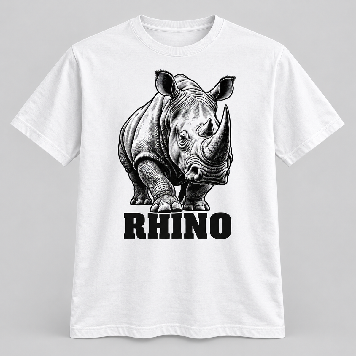 Rhino - Bold Wild graphic T-shirt on white