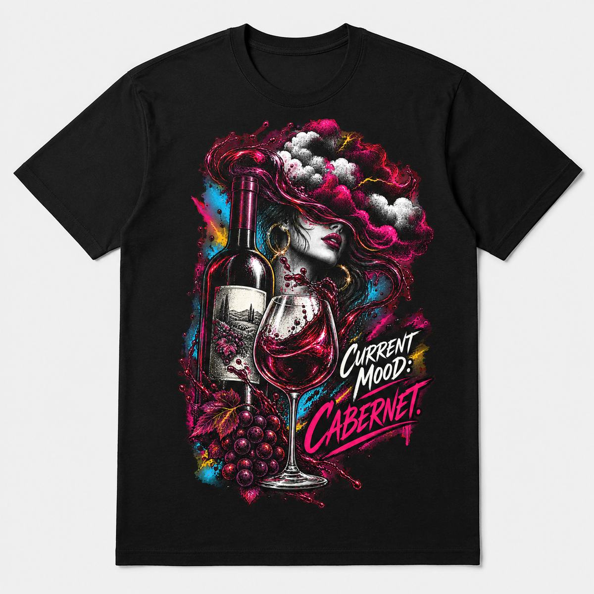 Current Mood Cabernet graphic T-shirt on black