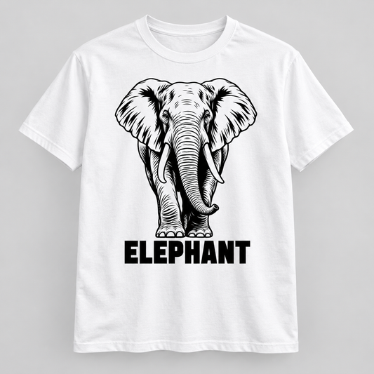 Elephant - Wild Line graphic T-shirt on white