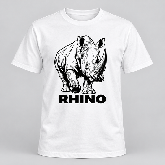 Rhino - Wild Line graphic T-shirt on white