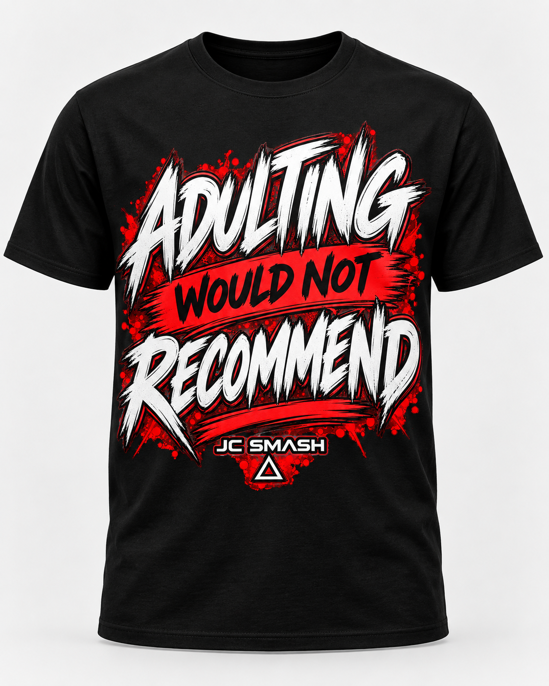 Adulting Would Not Recommend black T-shirt mockup