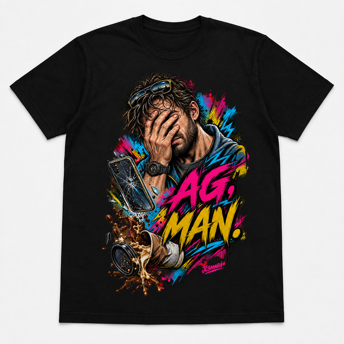 Ag, Man graphic T-shirt on black