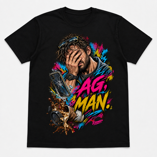 Ag, Man graphic T-shirt on black
