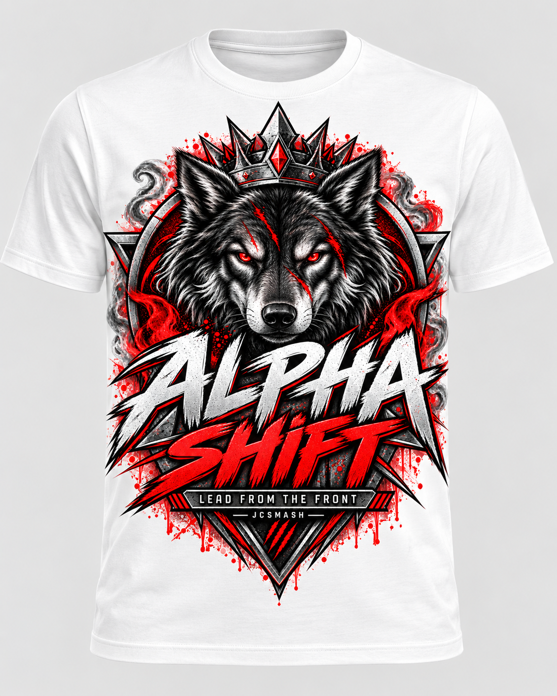 Alpha Shift white T-shirt mockup