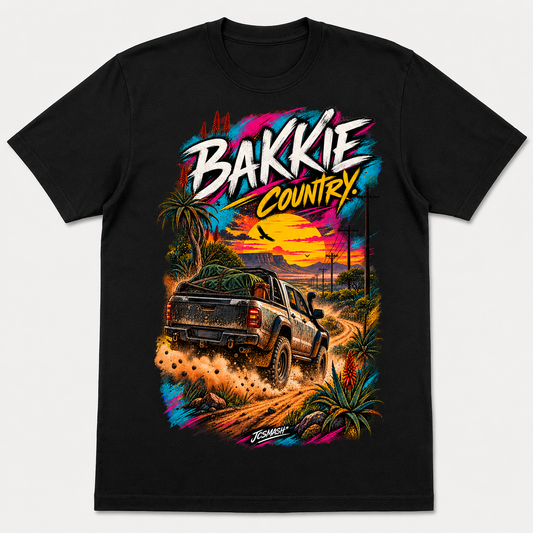 Bakkie Country graphic T-shirt on black