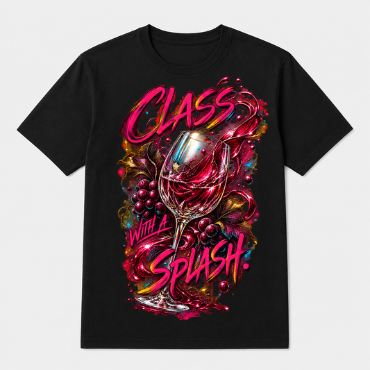 Class With a Splash graphic T-shirt on black