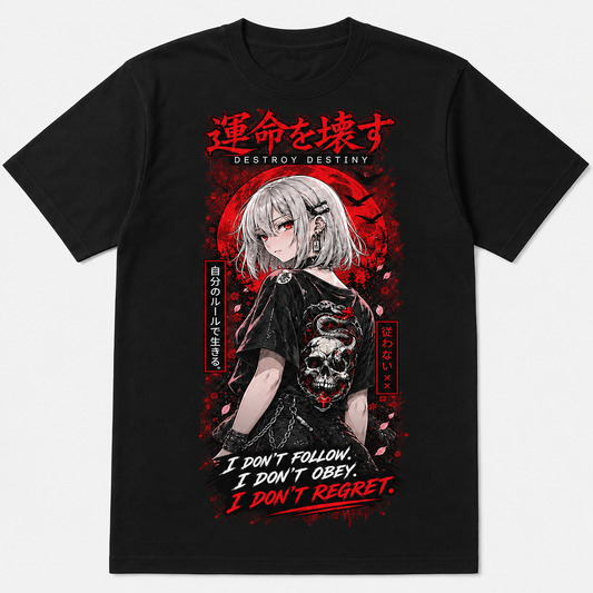Destroy Destiny graphic T-shirt on black