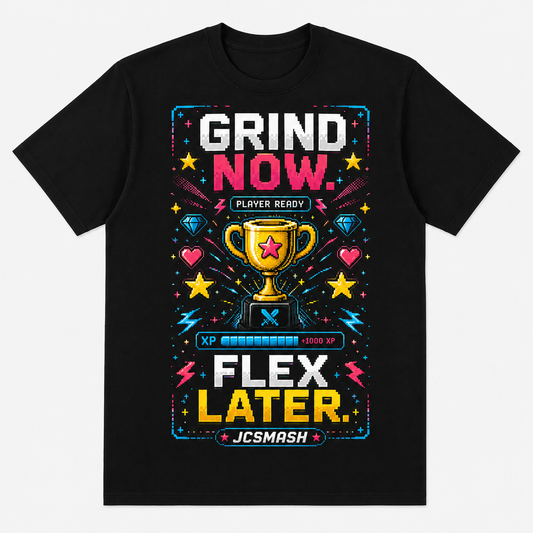 Gaming arcade trophy graphic T-shirt on black