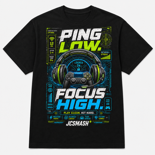 Gaming Command Center graphic T-shirt on black