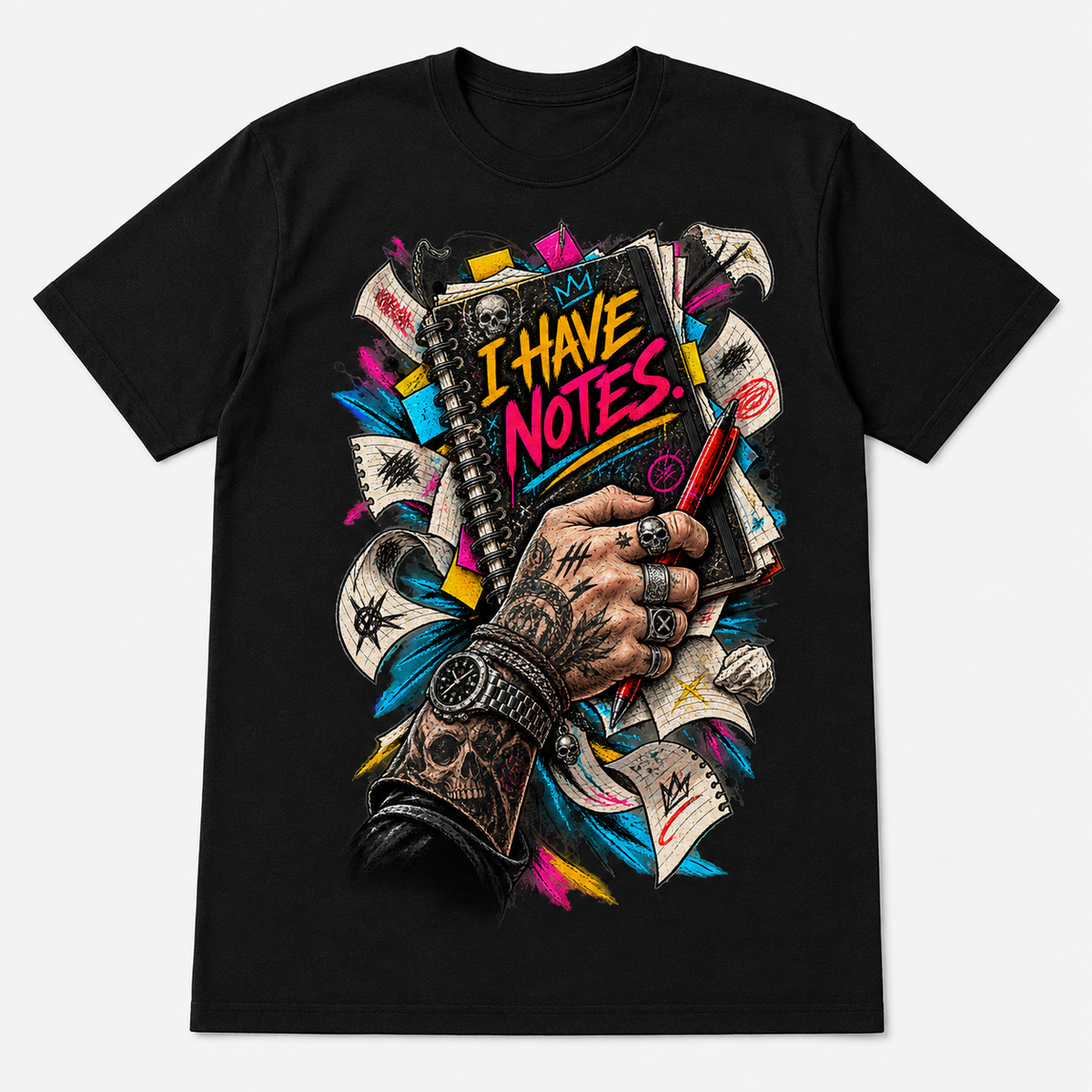 I Have Notes graphic T-shirt on black