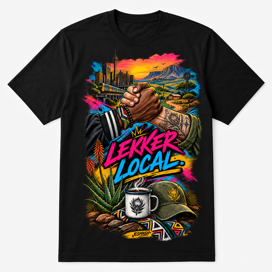 Lekker Local graphic T-shirt on black