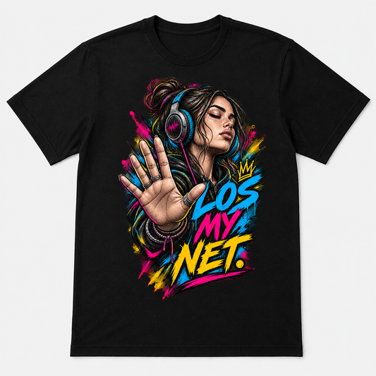 Los My Net graphic T-shirt on black