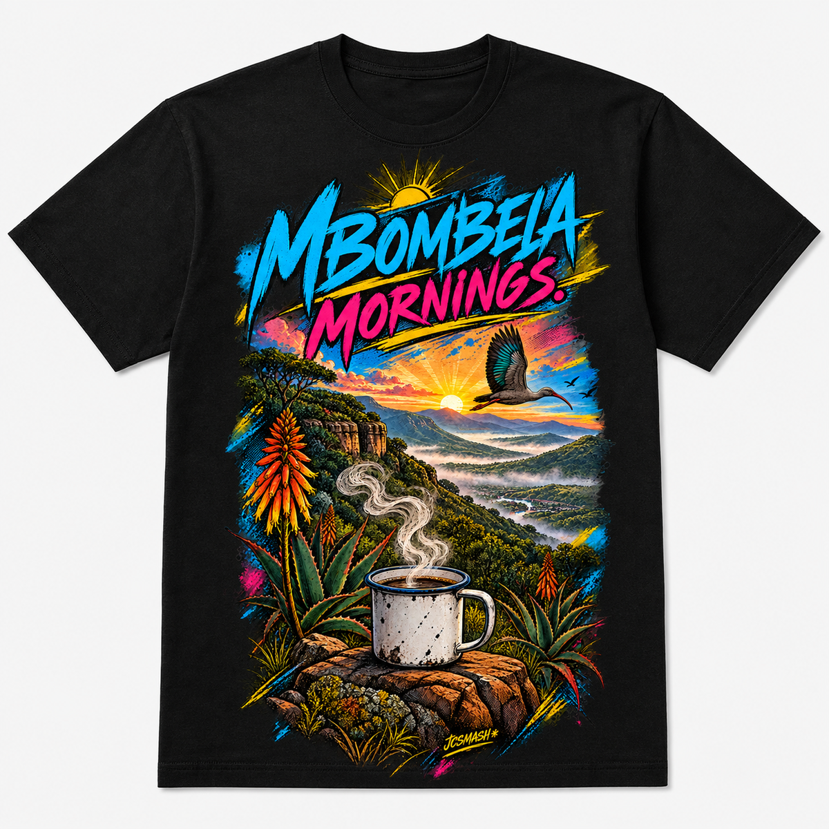 Mbombela Mornings graphic T-shirt on black