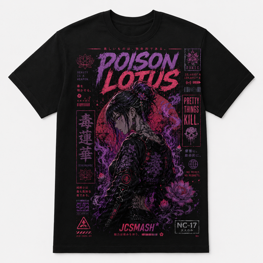 Poison Lotus graphic T-shirt on black