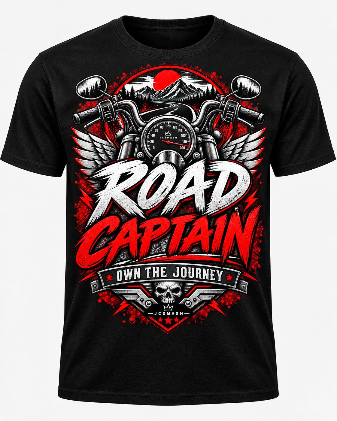 Road Captain black T-shirt mockup