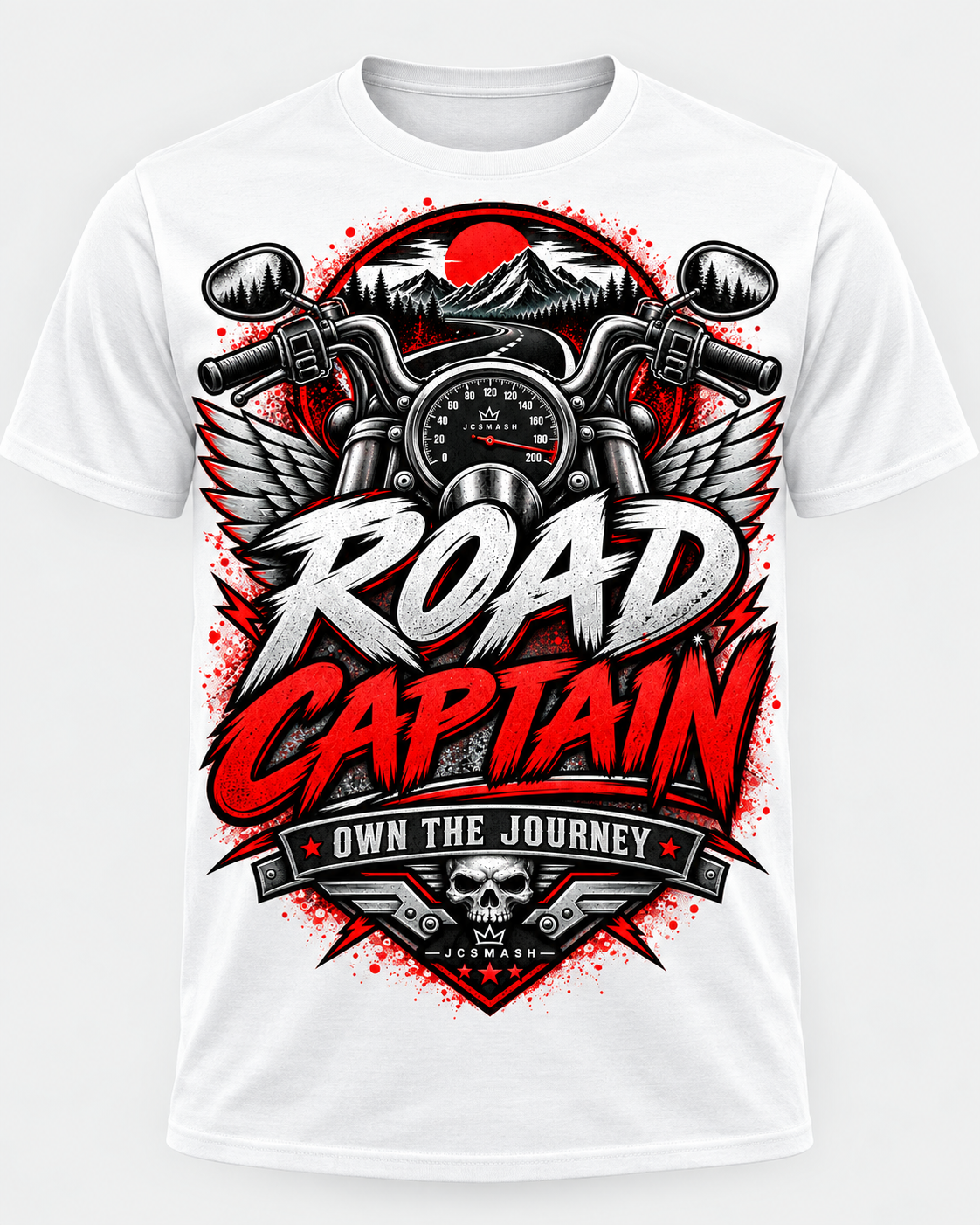 Road Captain white T-shirt mockup