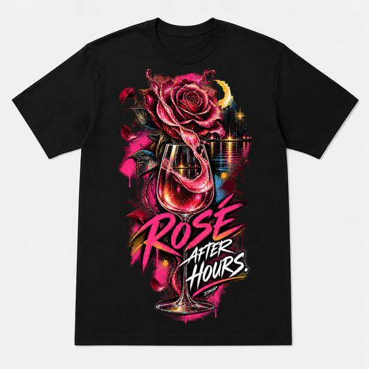 Rosé After Hours graphic T-shirt on black