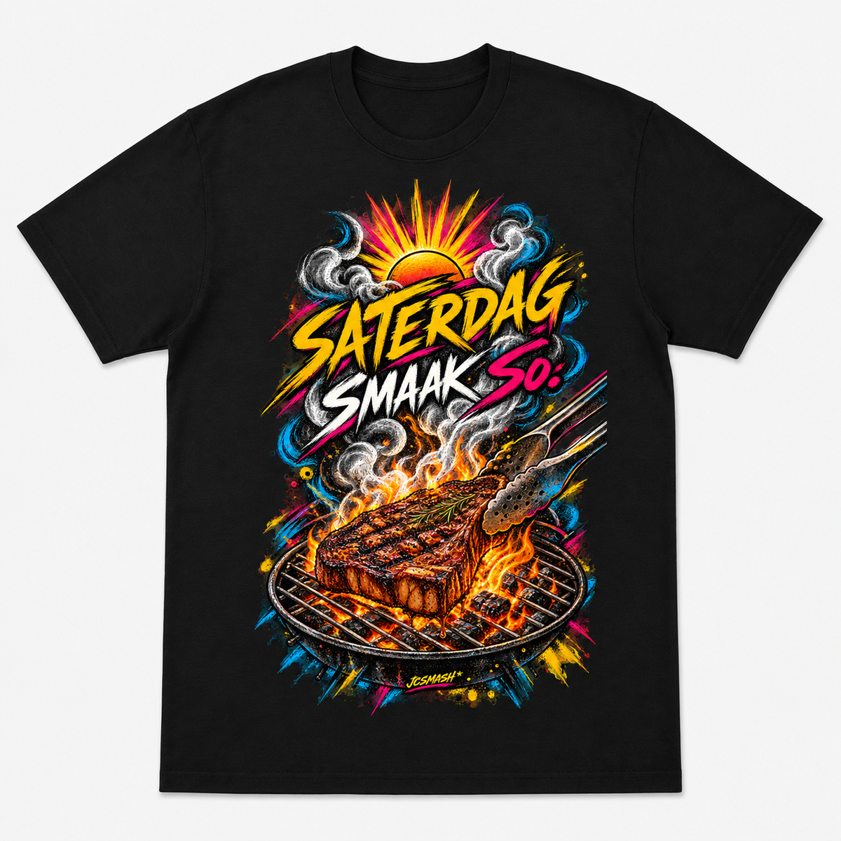 Saterdag Smaak So graphic T-shirt on black