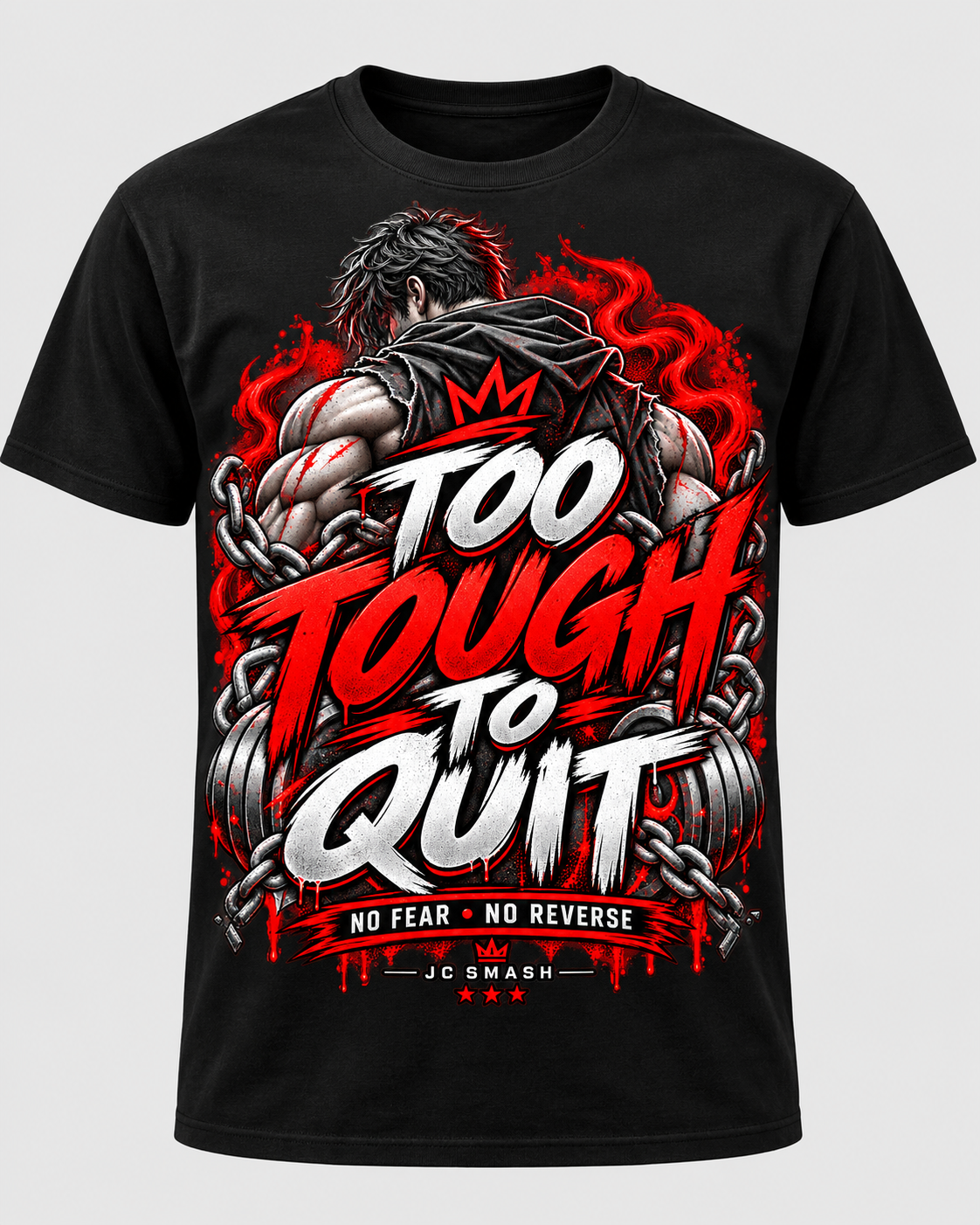 Too Tough To Quit black T-shirt mockup