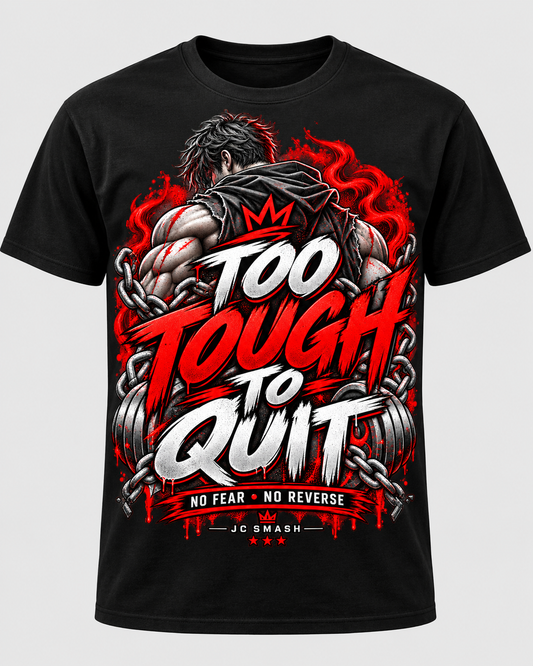 Too Tough To Quit black T-shirt mockup