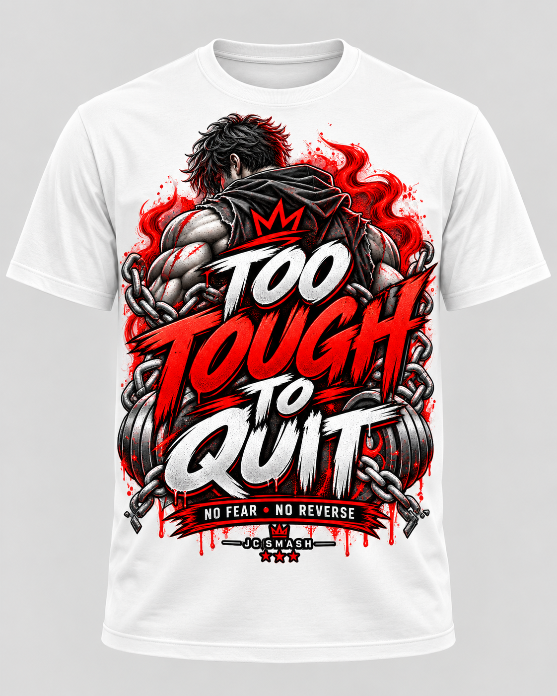 Too Tough To Quit white T-shirt mockup